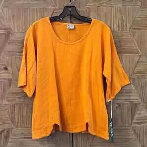 NWT Oh My Gauze! Women's Orange Casual Short Sleeve Top, Size S/M